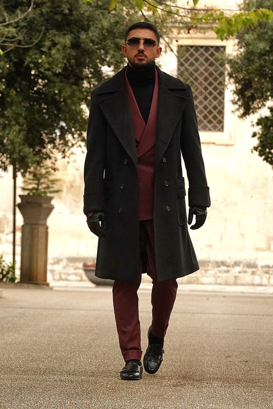 Cappotto Chesterfield Spigato Nero