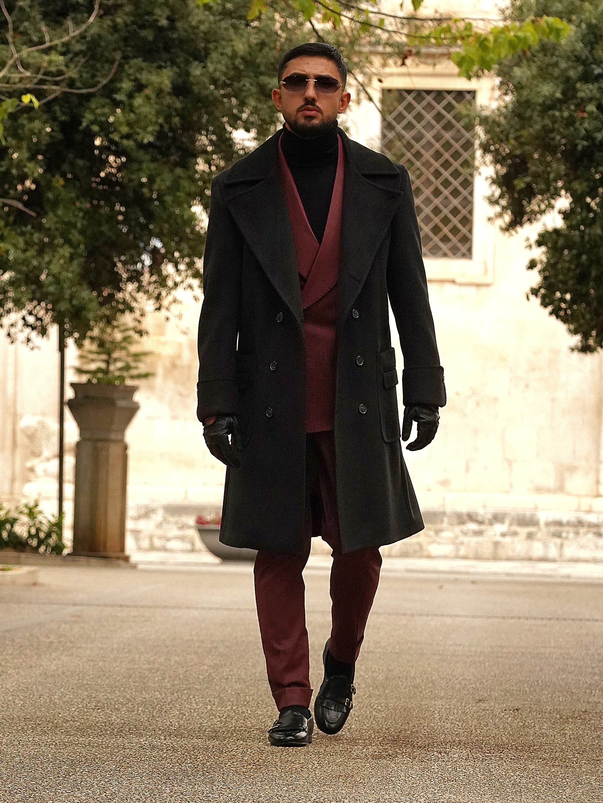 Cappotto Chesterfield Spigato Nero