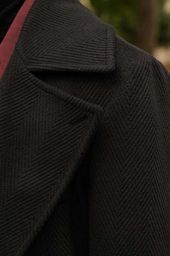 Cappotto Chesterfield Spigato Nero