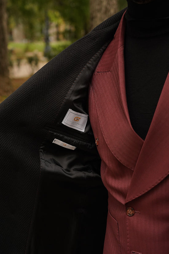 Cappotto Chesterfield Spigato Nero