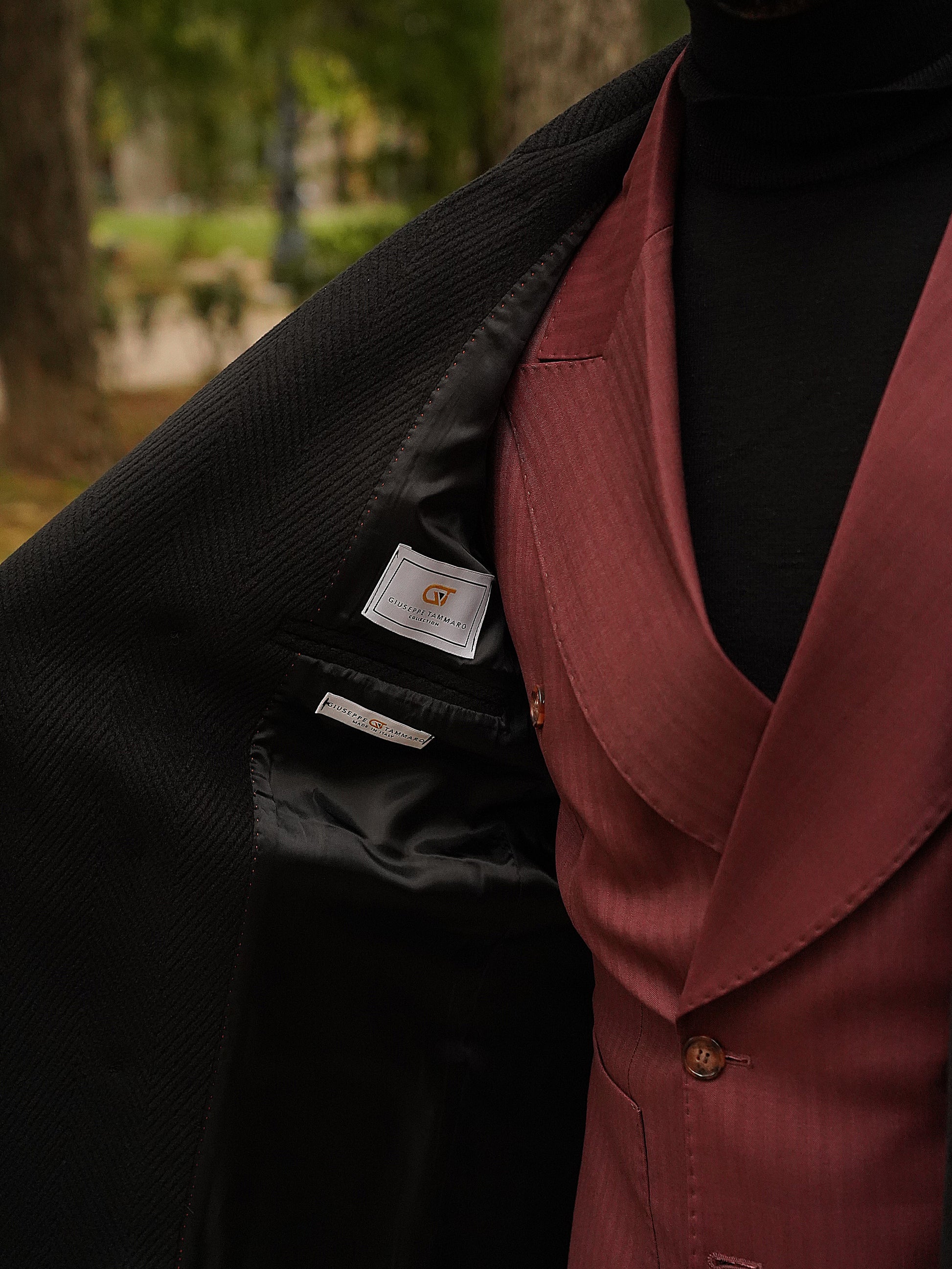 Cappotto Chesterfield Spigato Nero