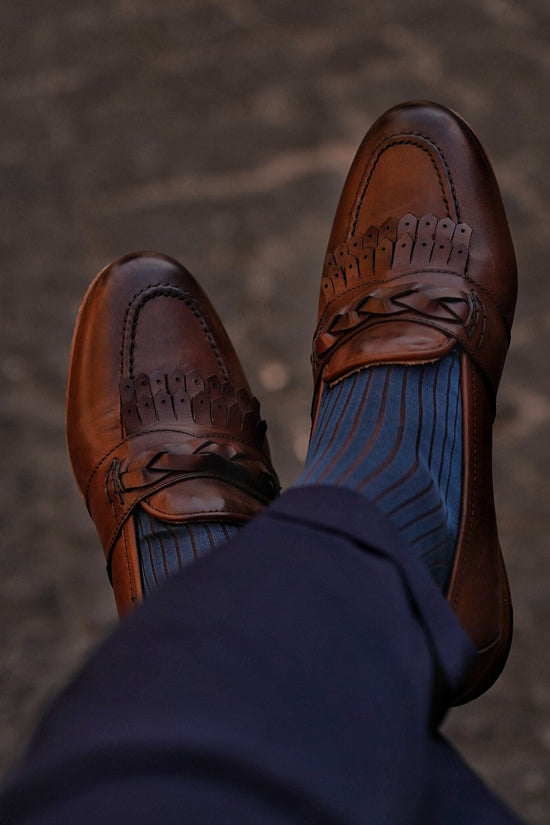 Mocassini treccia cuoio