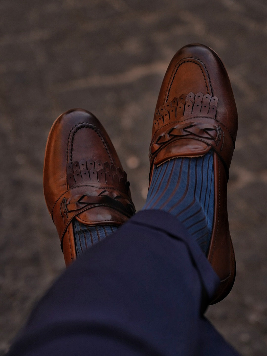 Mocassini treccia cuoio