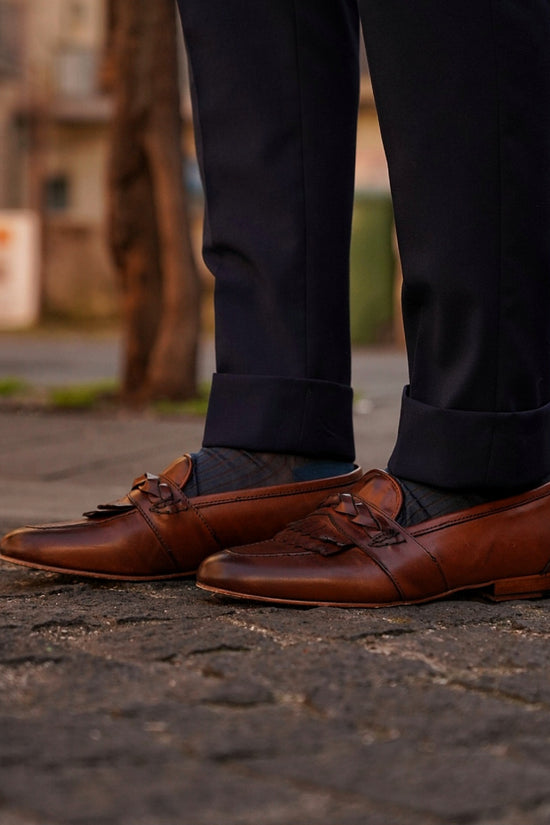 Mocassini treccia cuoio