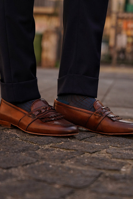 Mocassini treccia cuoio