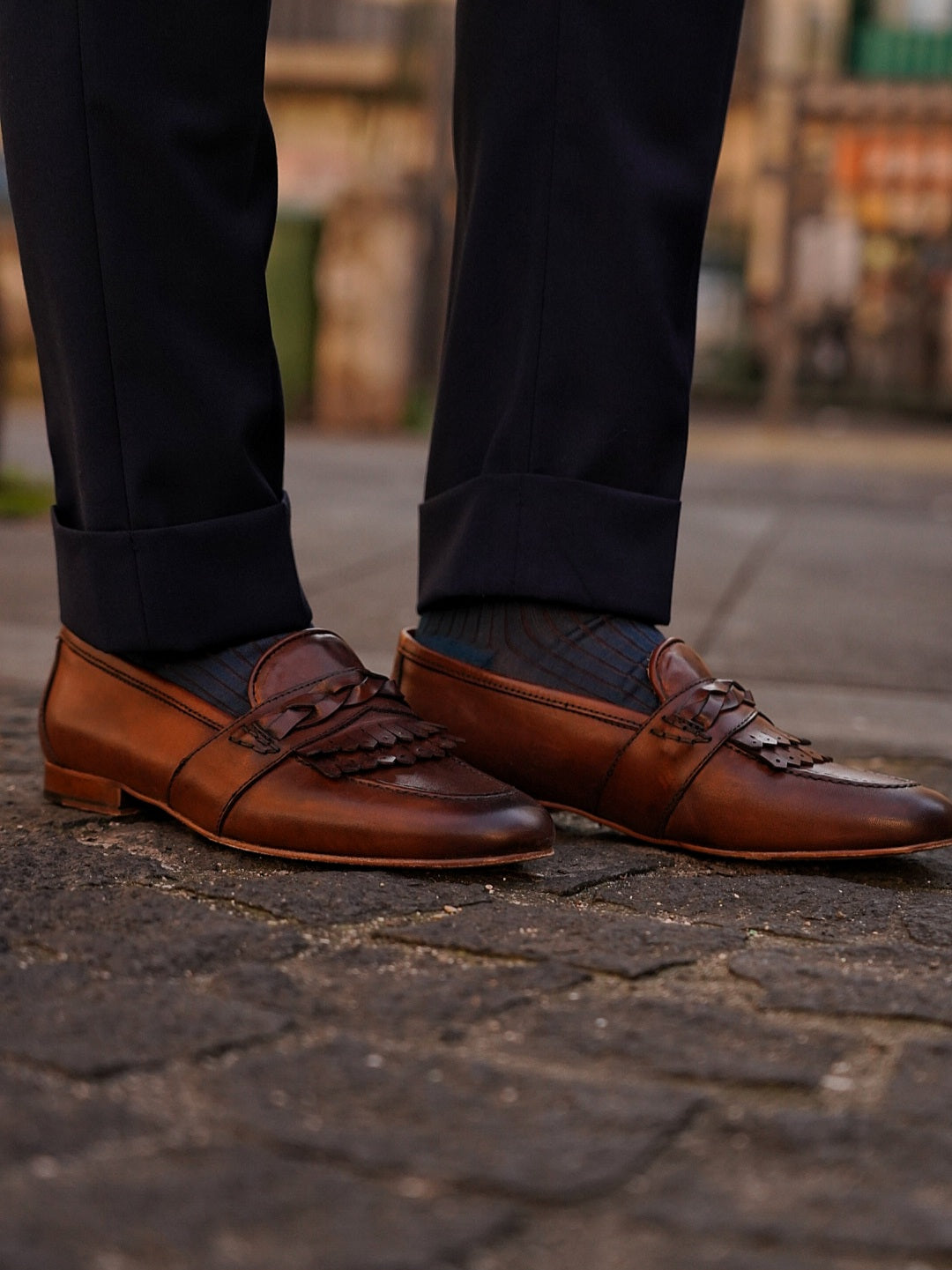 Mocassini treccia cuoio