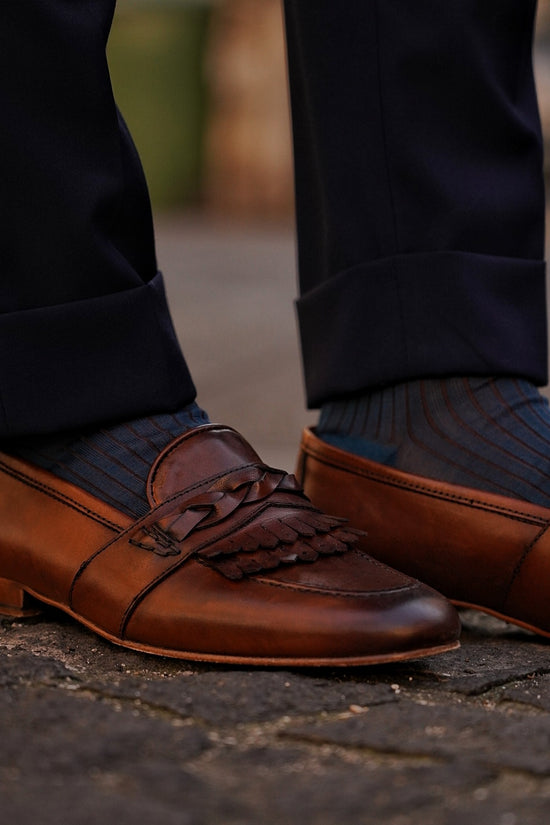 Mocassini treccia cuoio