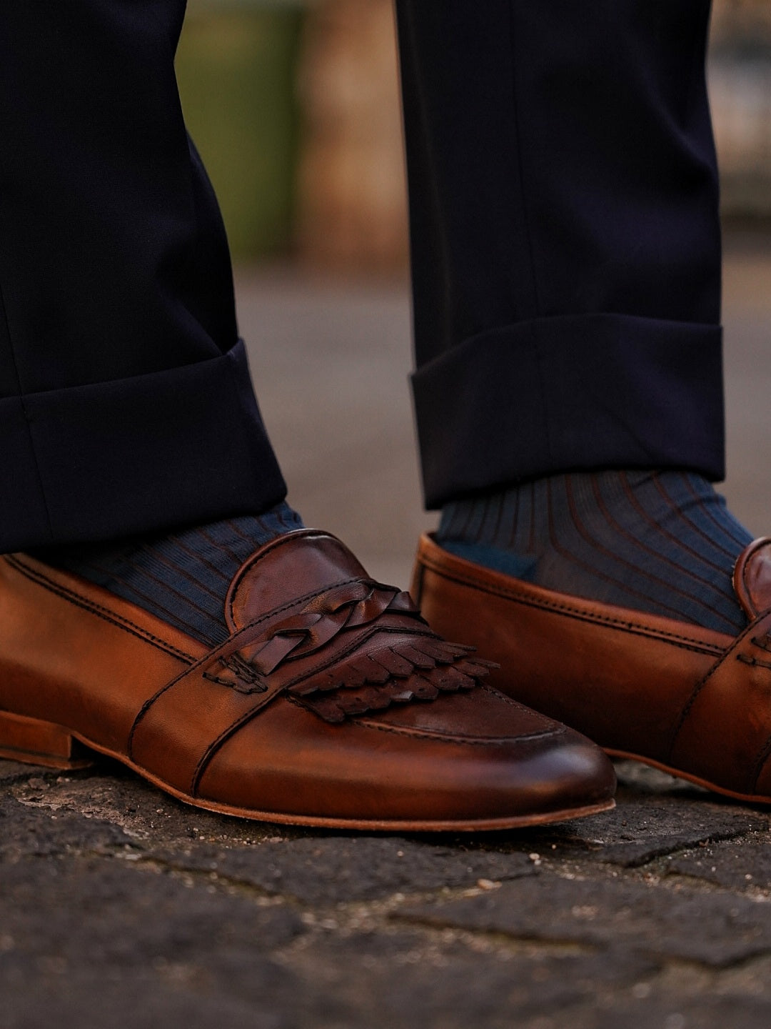 Mocassini treccia cuoio