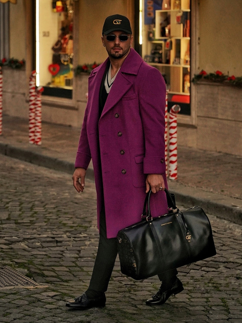 Cappotto Chesterfield Spigato Prugna