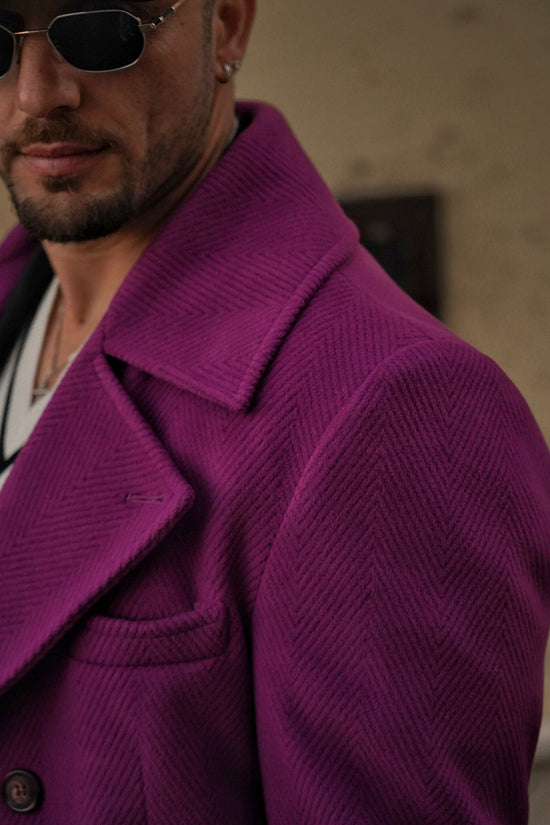 Cappotto Chesterfield Spigato Prugna