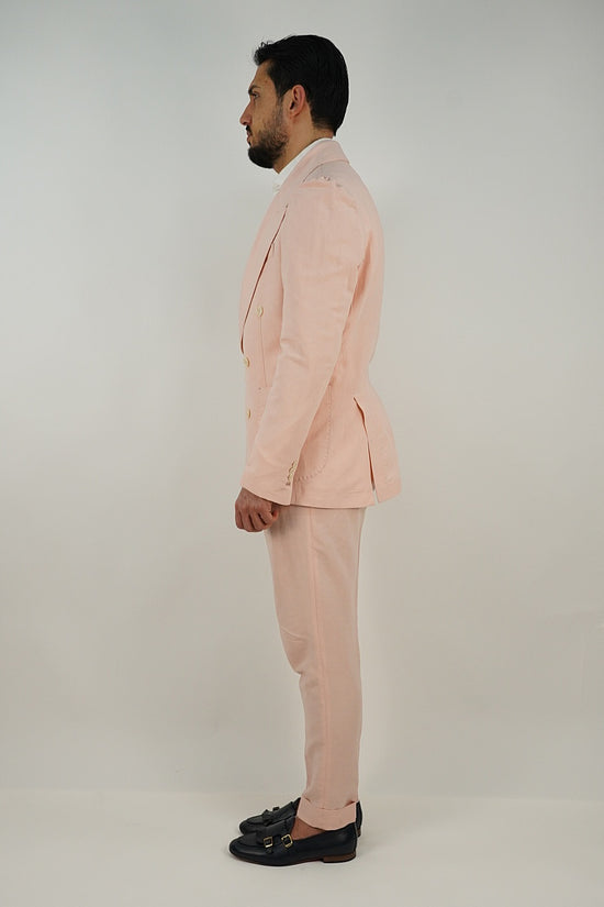Giacca extensive doppiopetto lino rosa