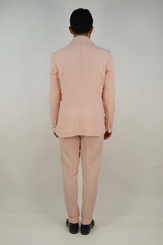 Giacca extensive doppiopetto lino rosa