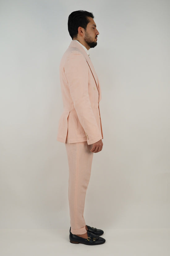 Giacca extensive doppiopetto lino rosa