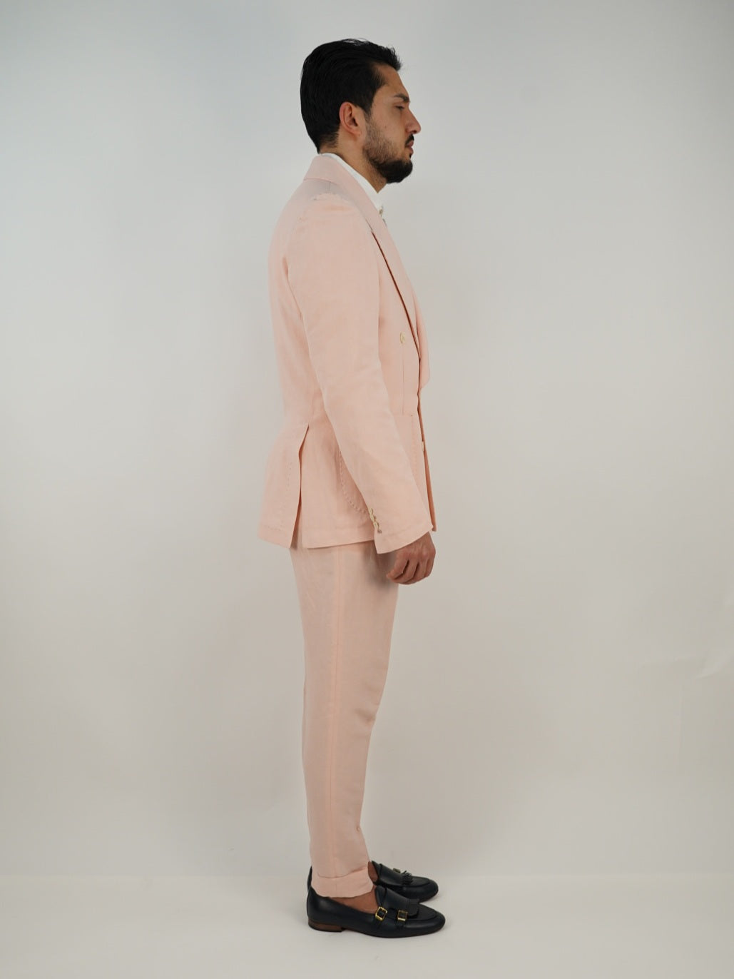 Giacca extensive doppiopetto lino rosa