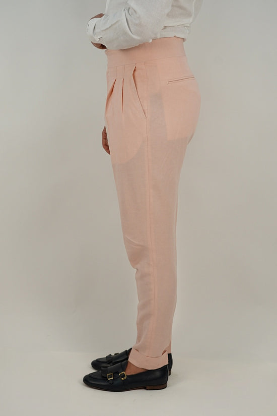 Giacca extensive doppiopetto lino rosa