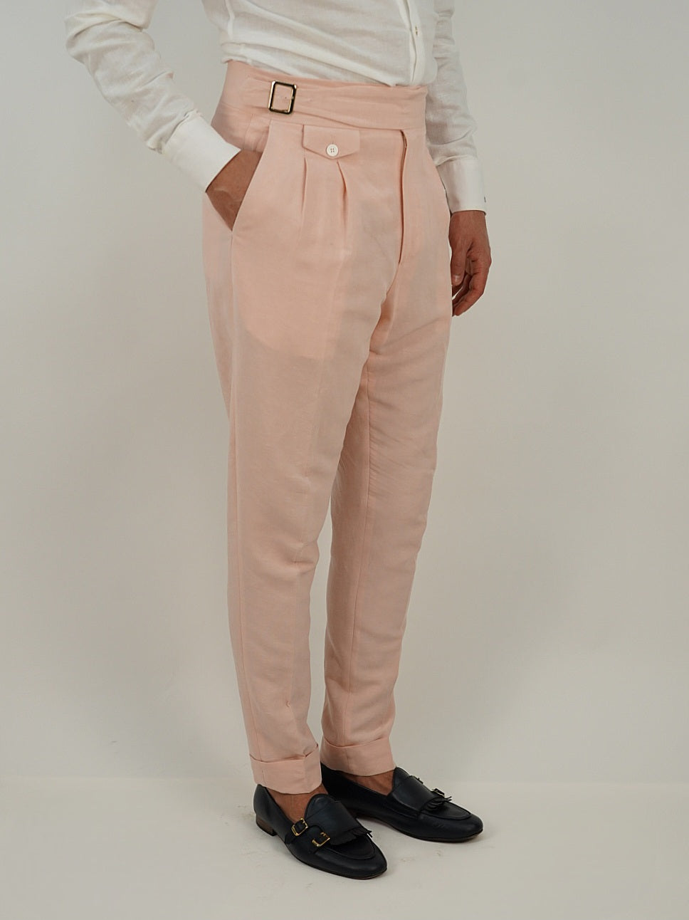 Giacca extensive doppiopetto lino rosa