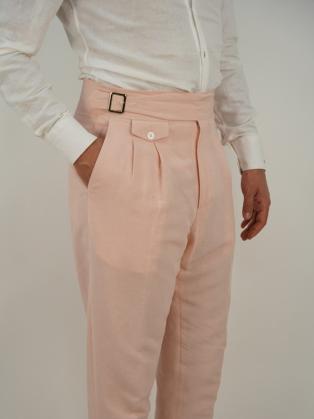 Giacca extensive doppiopetto lino rosa