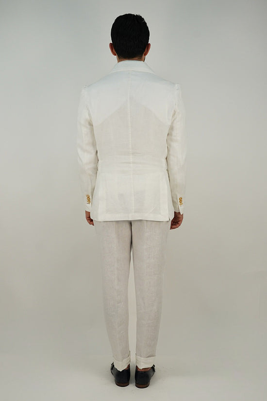 Giacca extensive doppiopetto in lino bianco