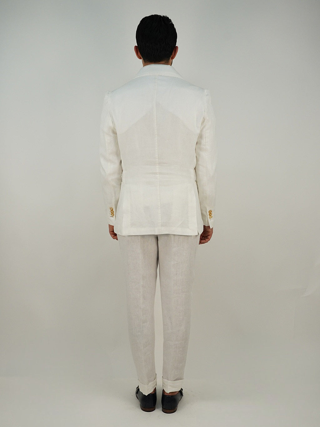 Giacca extensive doppiopetto in lino bianco