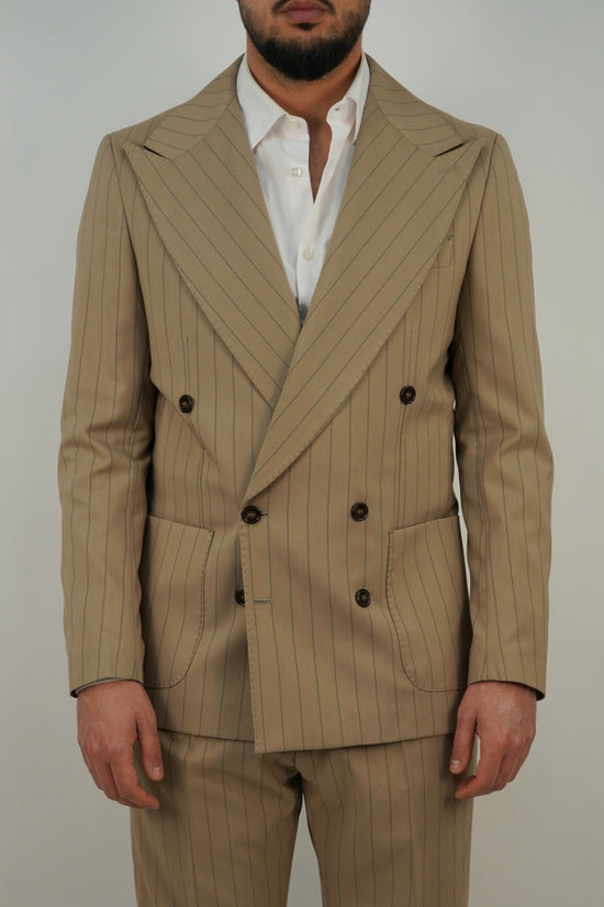 Abito Extensive Doppiopetto beige gessato