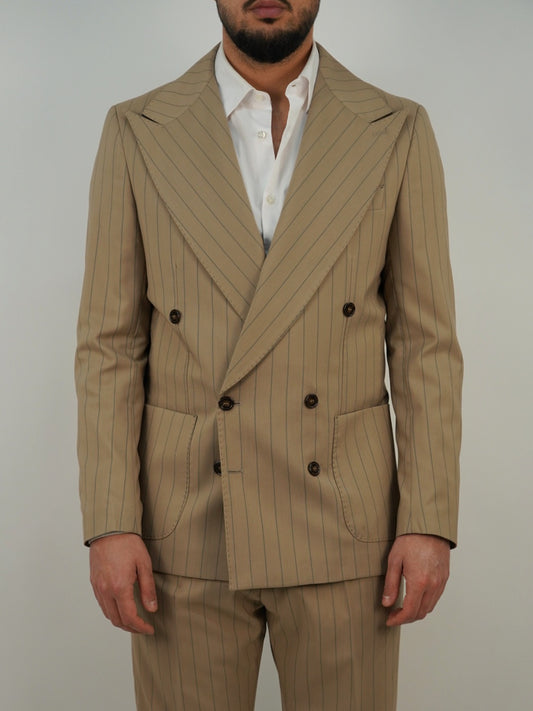 Abito Extensive Doppiopetto beige gessato