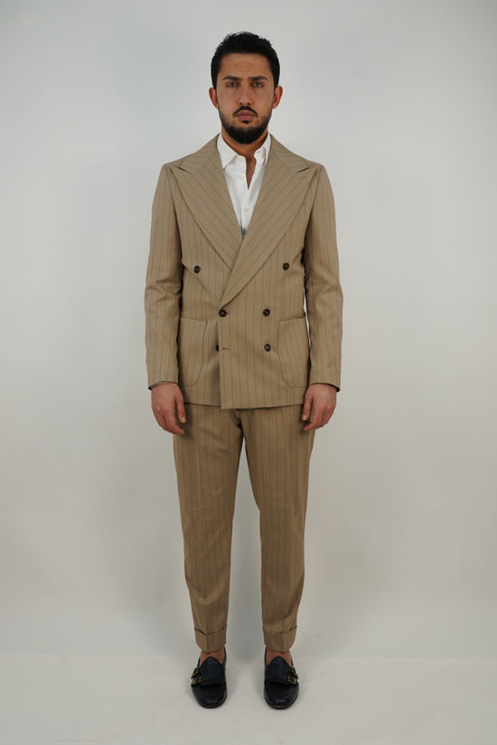 Abito Extensive Doppiopetto beige gessato