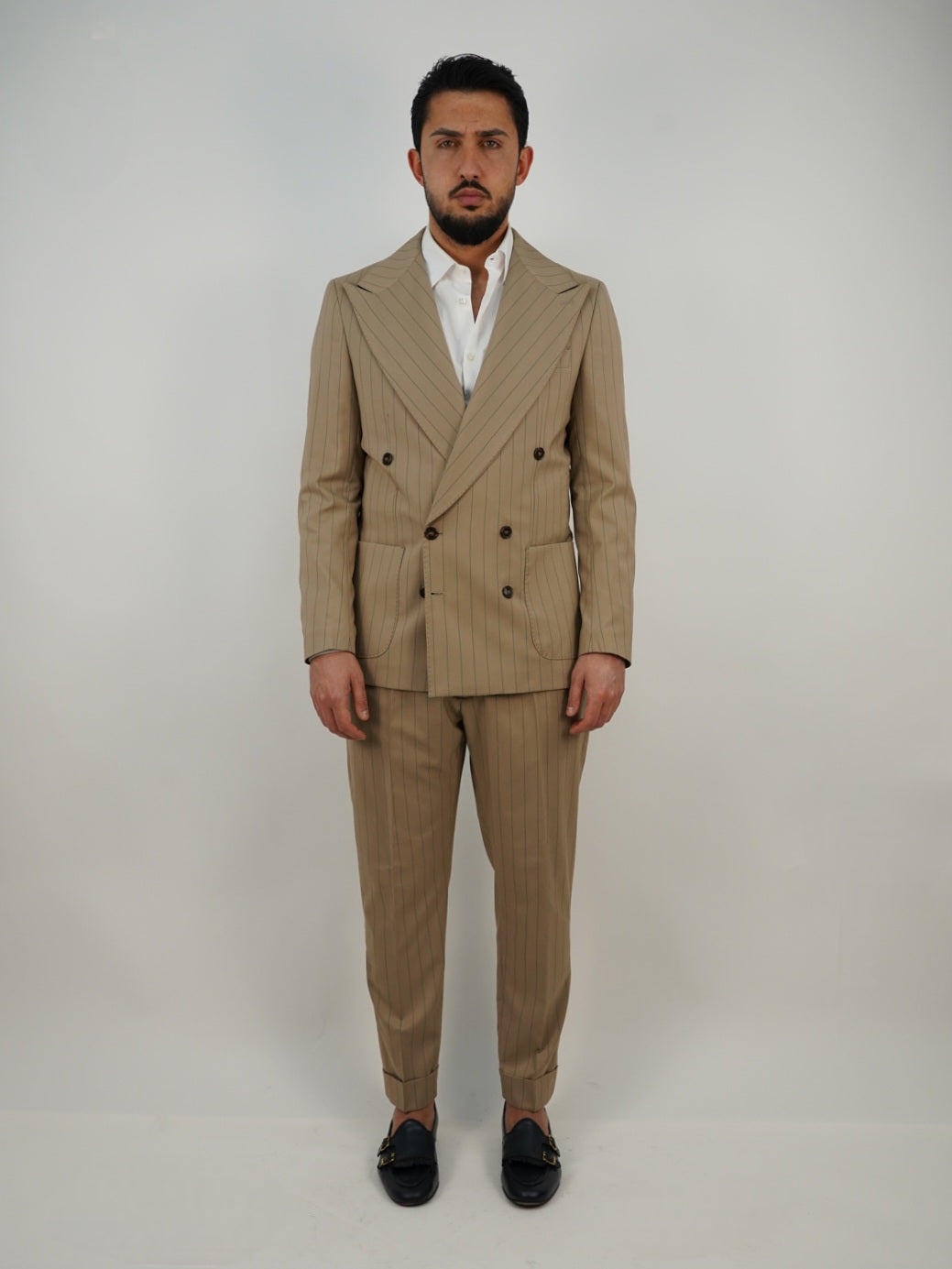 Abito Extensive Doppiopetto beige gessato