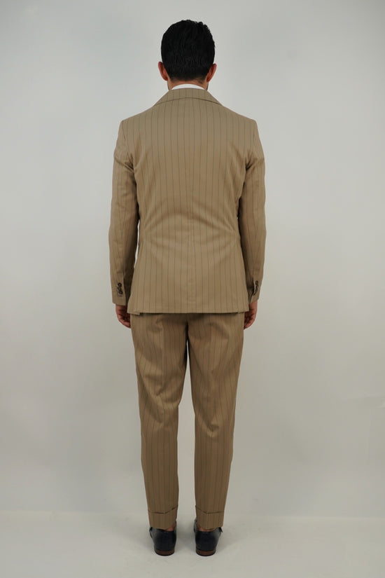 Abito Extensive Doppiopetto beige gessato