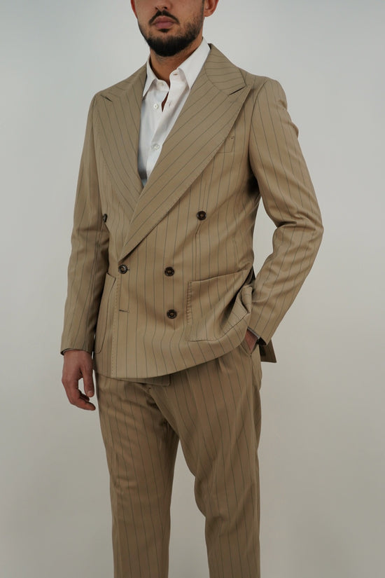 Abito Extensive Doppiopetto beige gessato