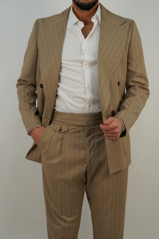 Abito Extensive Doppiopetto beige gessato