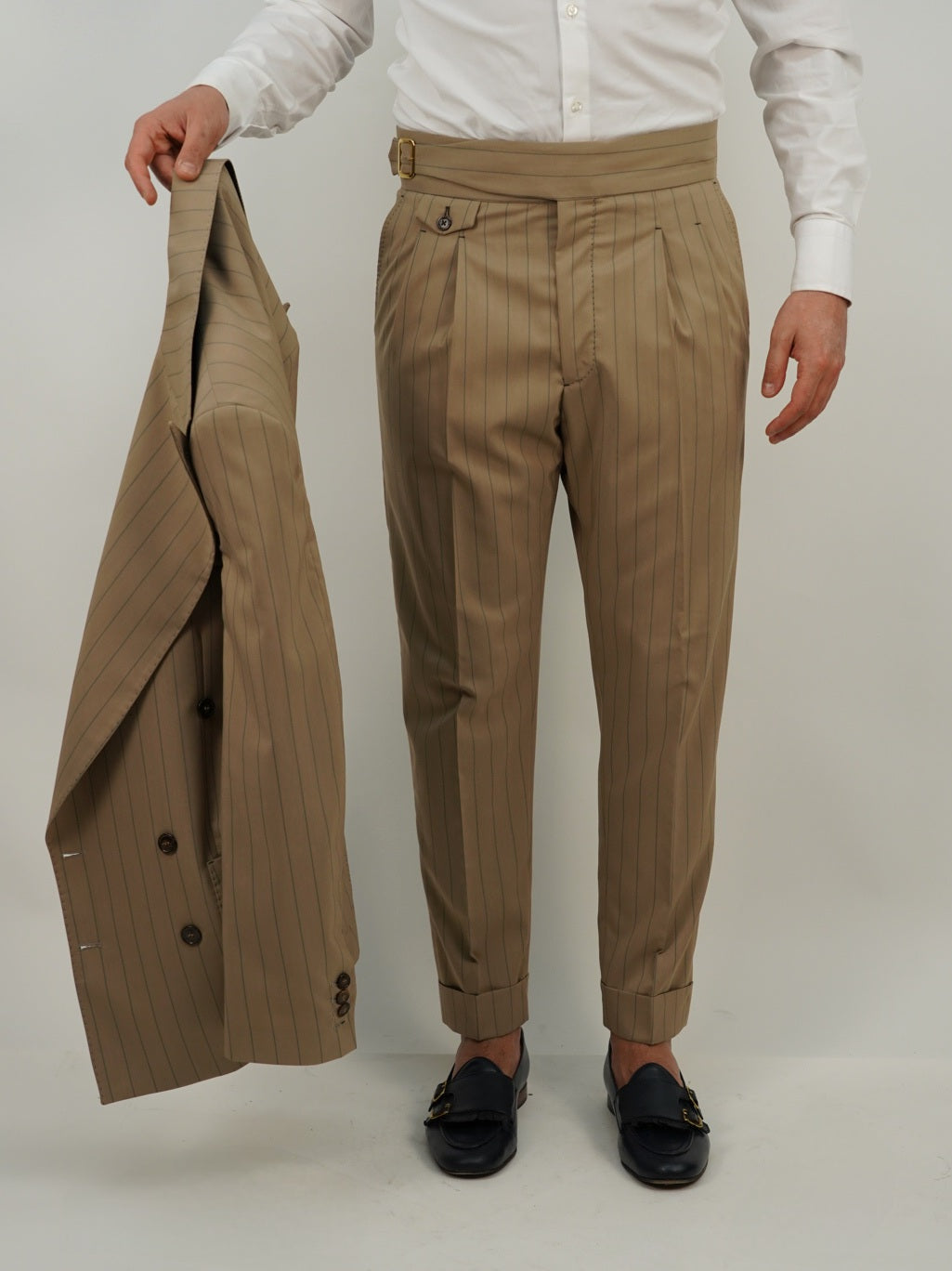 Abito Extensive Doppiopetto beige gessato