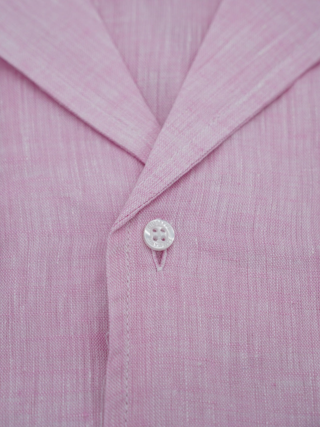 Camicia collo cubano lino rosa con tasche