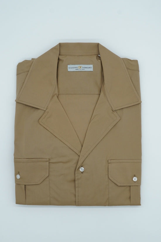 Camicia collo cubano biscotto con tasche