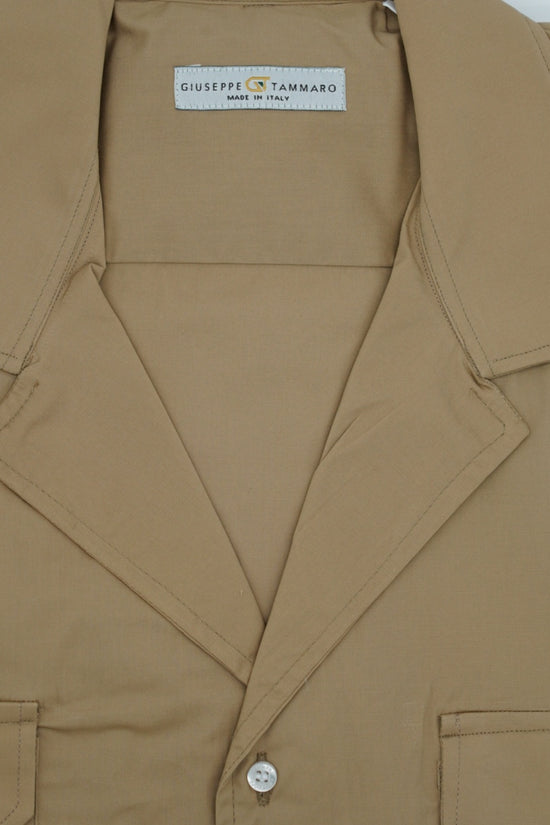 Camicia collo cubano biscotto con tasche