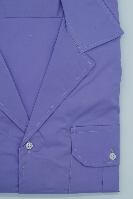 Camicia collo cubano lilla con tasche