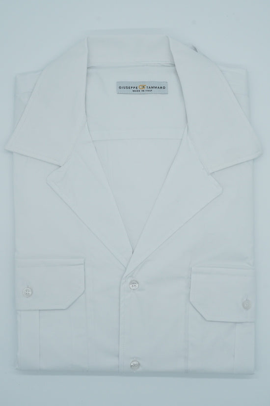Camicia collo cubano con tasche bianca