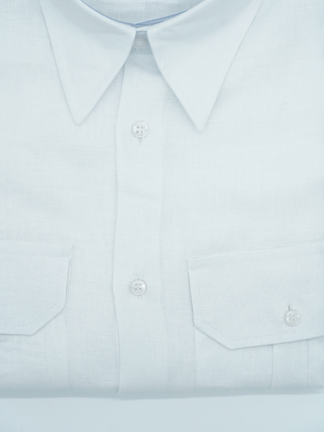 Camicia collo a vela lino bianca con tasche