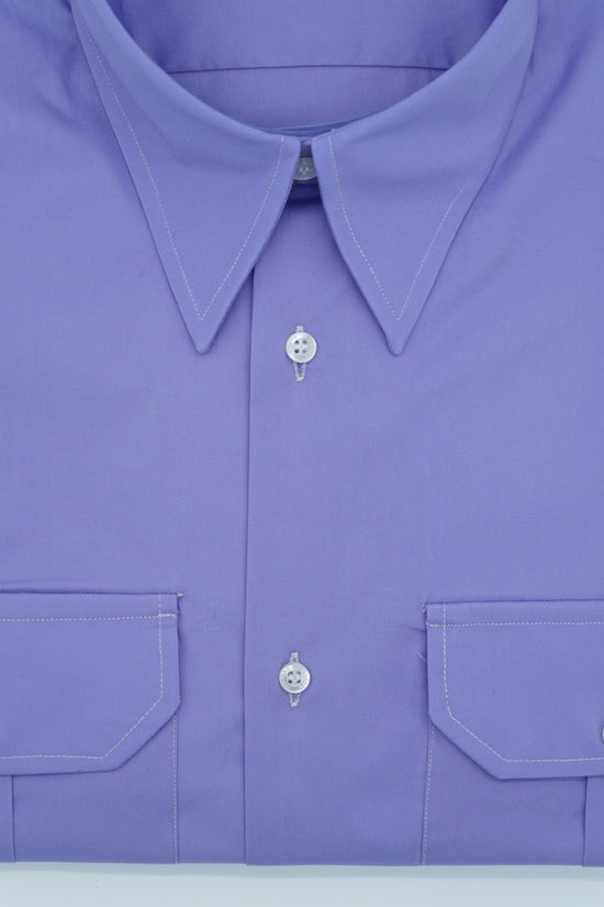 Camicia collo a vela lilla con tasche