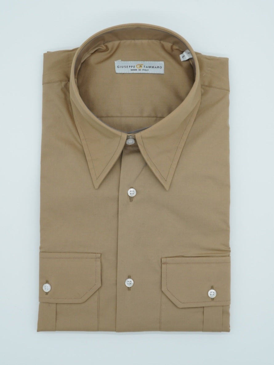 Camicia collo a vela biscotto con tasche