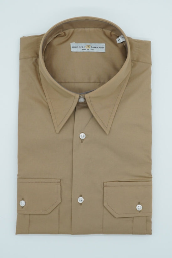 Camicia collo a vela biscotto con tasche