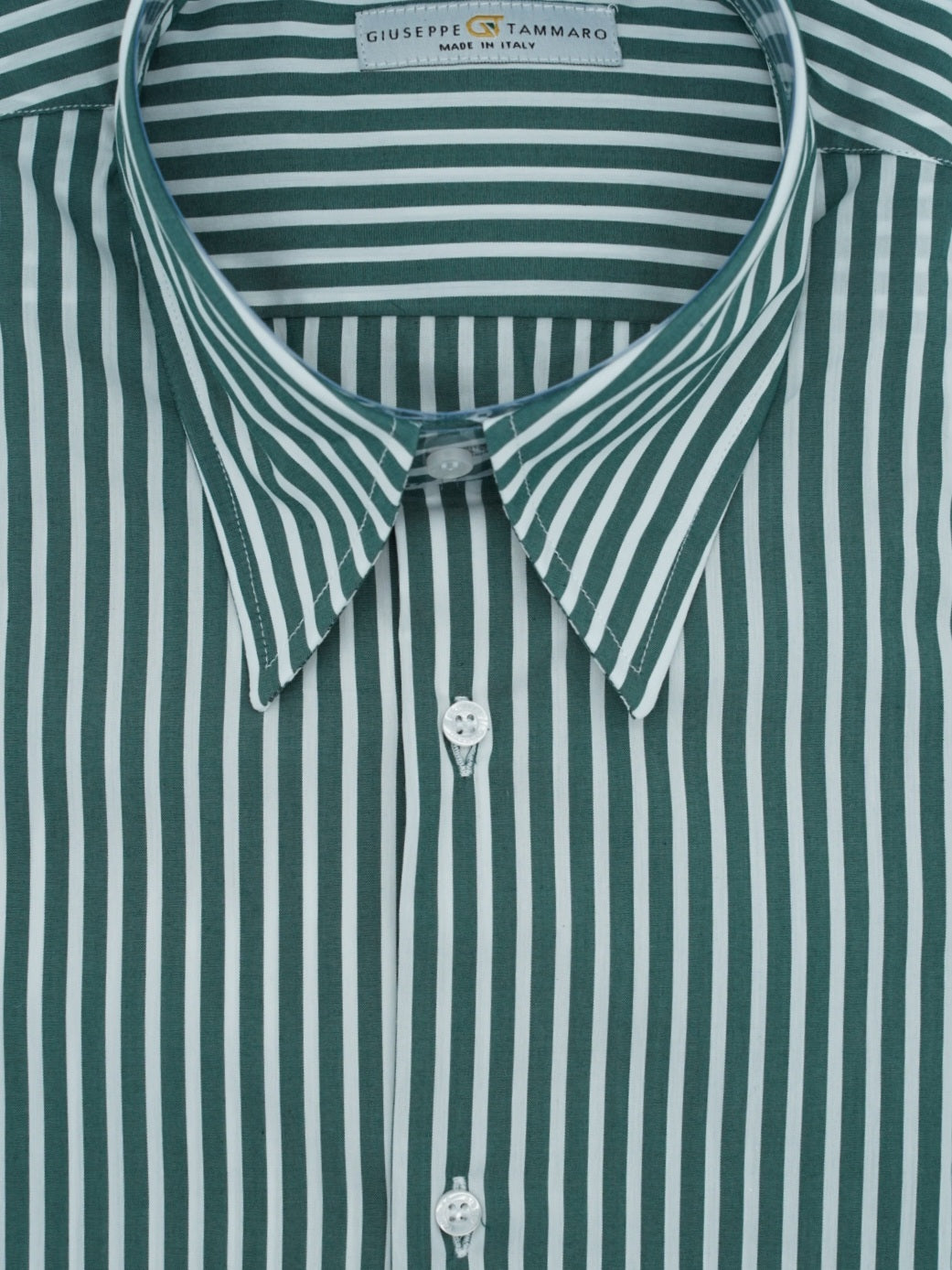Camicia collo a vela righe verde