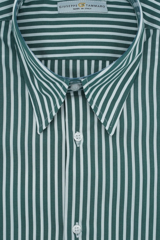 Camicia collo a vela righe verde