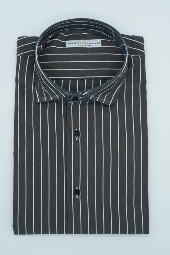 Camicia collo francese a righe nero