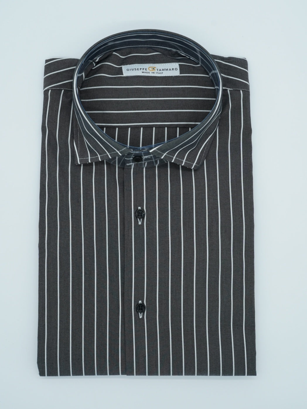 Camicia collo francese a righe nero