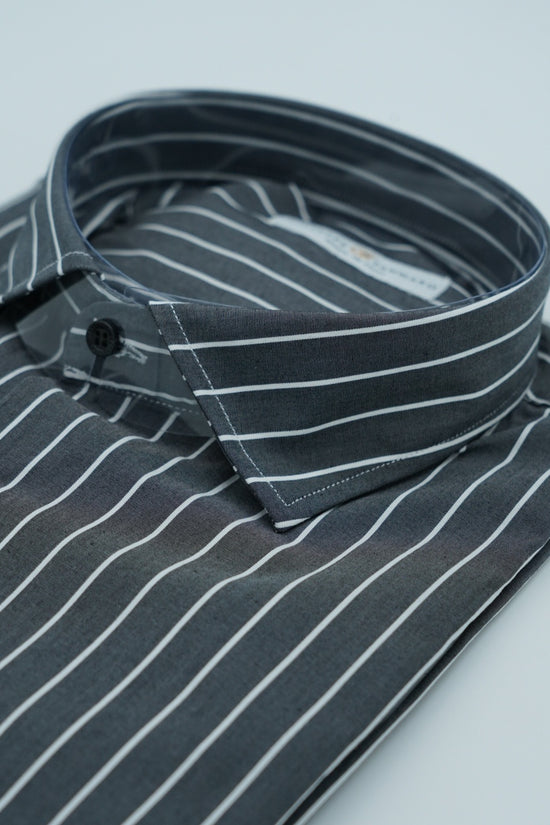 Camicia collo francese a righe nero