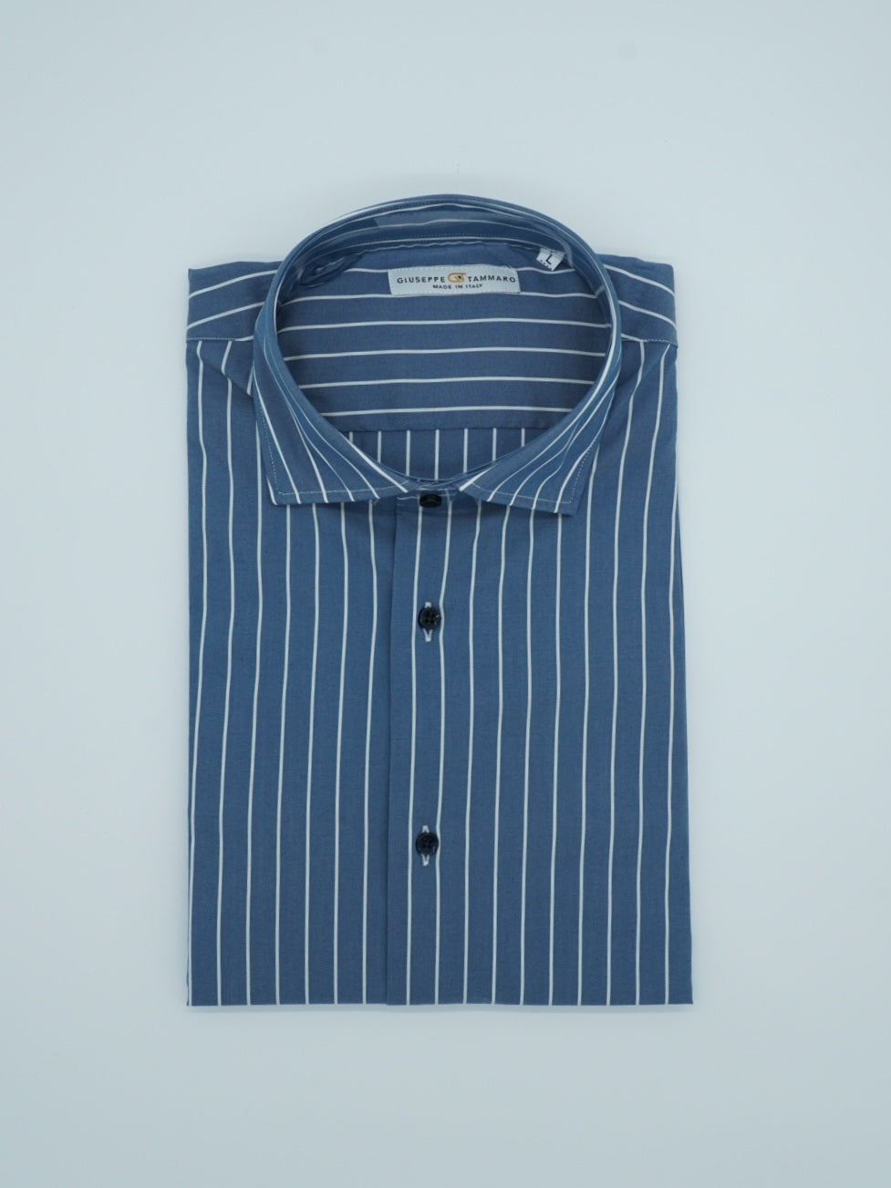 Camicia collo francese righe blu