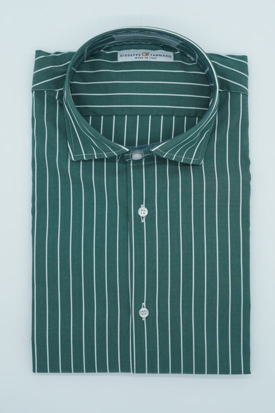 Camicia collo francese righe verde