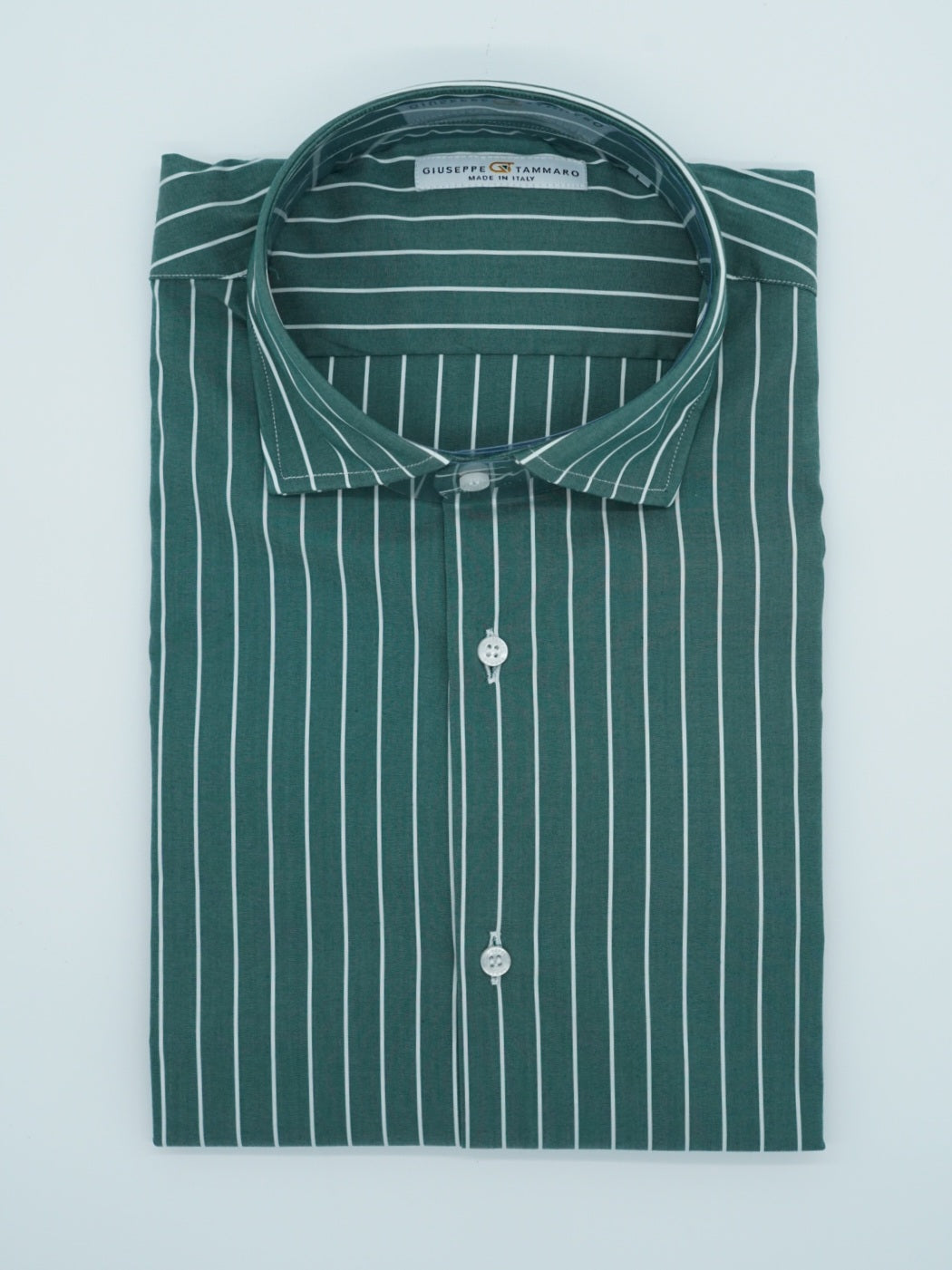 Camicia collo francese righe verde