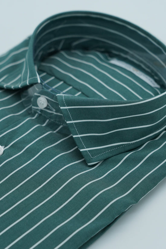 Camicia collo francese righe verde
