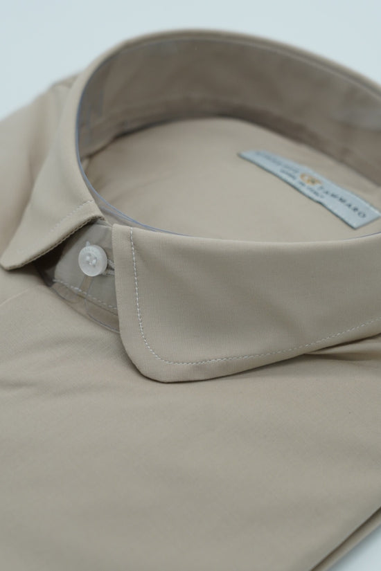 Camicia collo club beige